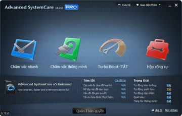 Tăng tốc máy tính với phần mềm tối ưu hàng đầu Advanced SystemCare
