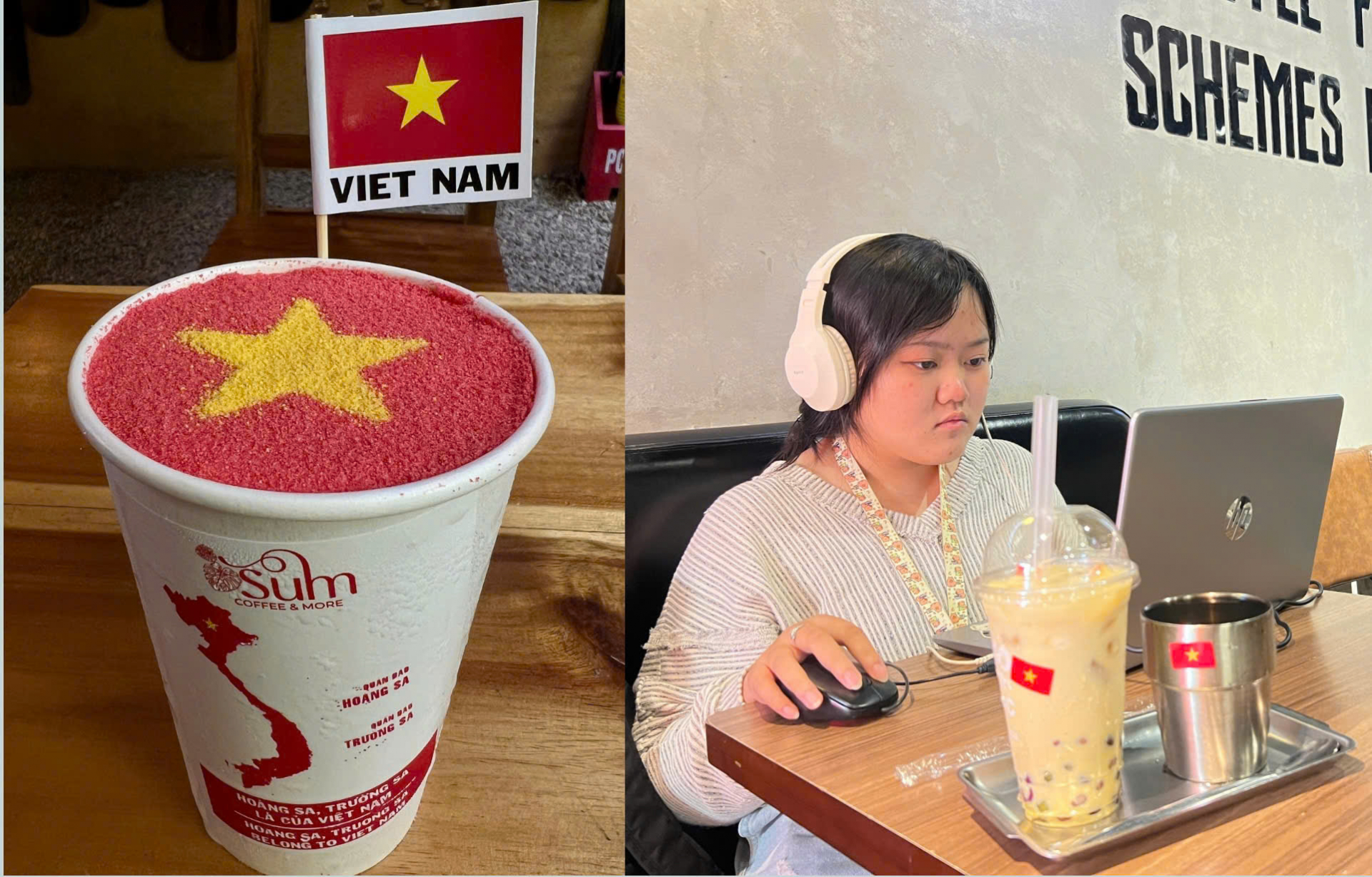 Sản phẩm đồ uống cũng được trang trí cờ đỏ sao vàng, vừa đẹp vừa mang nhiều ý nghĩa.