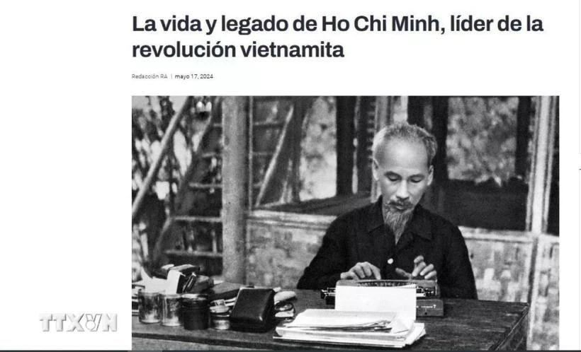 The screenshot of Argentina’s Reporte Asia featuring an article praising President Ho Chi Minh on the occasion of his birth anniversary