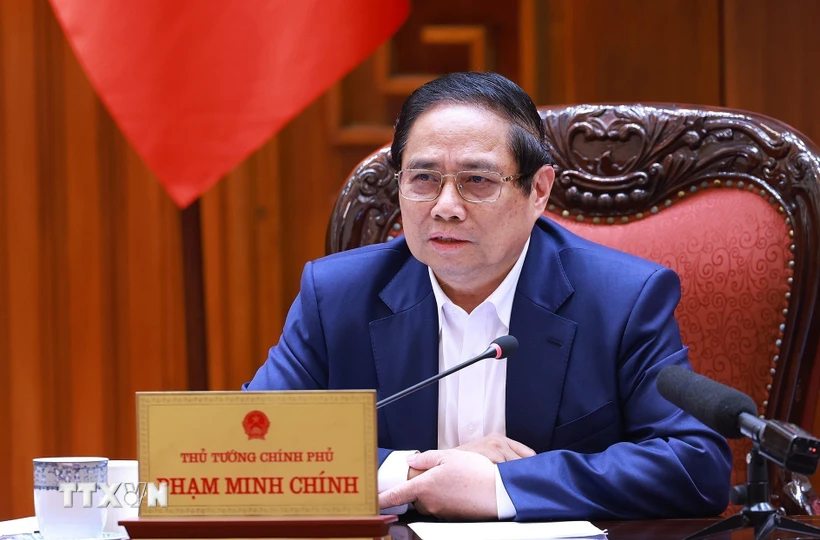 Prime Minister Pham Minh Chinh speaks at the second meeting of the Government Steering Committee on Science, Technology, Innovation, Digital Transformation and Project 06. Photo: VNA