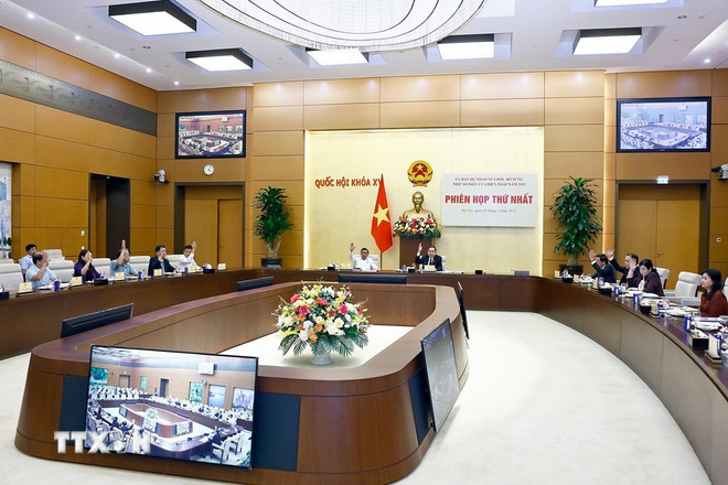 Đại biểu biểu quyết thông qua các văn bản. Ảnh: TTXVN