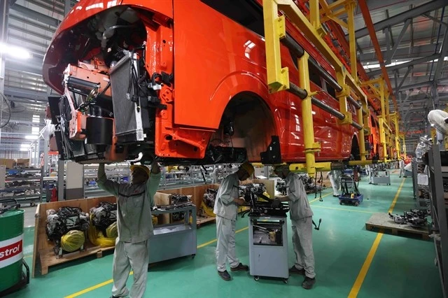 An auto assembly line at Kim Long Motor Hue in the Chan May - Lang Co Economic Zone in the central city of Hue. Photo: VNA