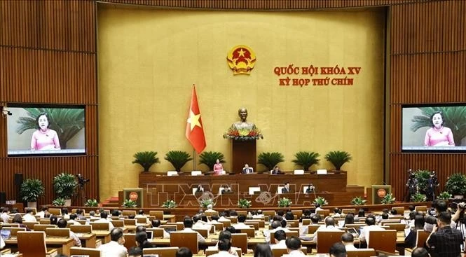 NA Vice Chairwoman Nguyen Thi Thanh speaks at the 15th National Assembly (NA)’s 9th session on May 10. Photo: VNA