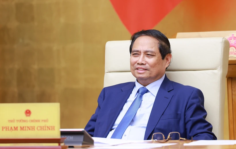 Prime Minister Pham Minh Chinh at the government meeting on decentralisation, delegation of authority in Hanoi on May 29. Photo: VNA