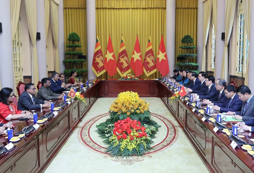 At the talks between State President Luong Cuong and Sri Lankan President Anura Kumara Dissanayaka. Photo: VNA