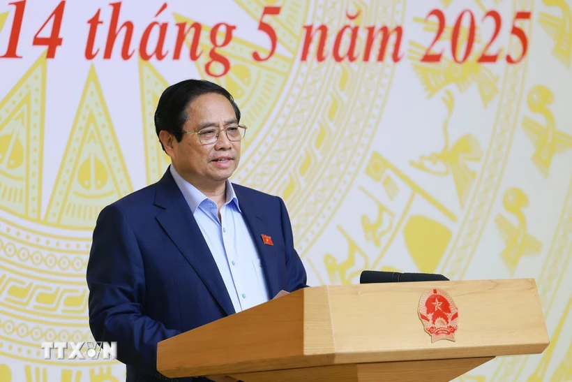 Prime Minister Pham Minh Chinh addresses the working session. Photo: VNA