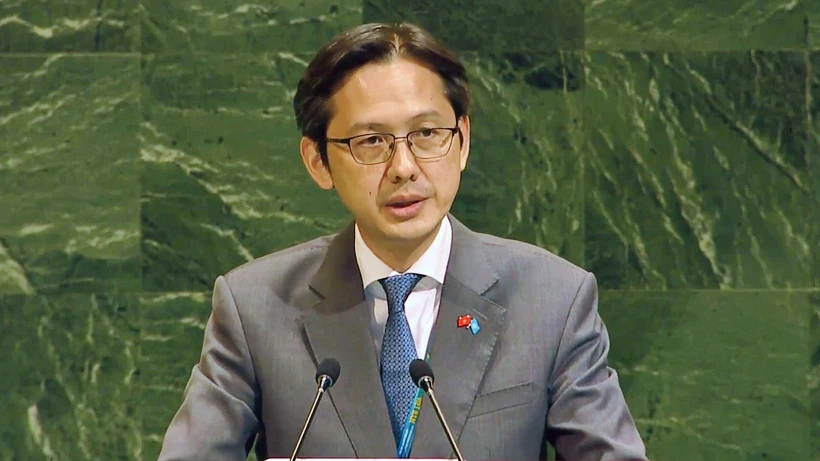 Ambassador Do Hung Viet, head of the Vietnamese Permanent Mission to the United Nations, speaks at the event. Photo: VNA