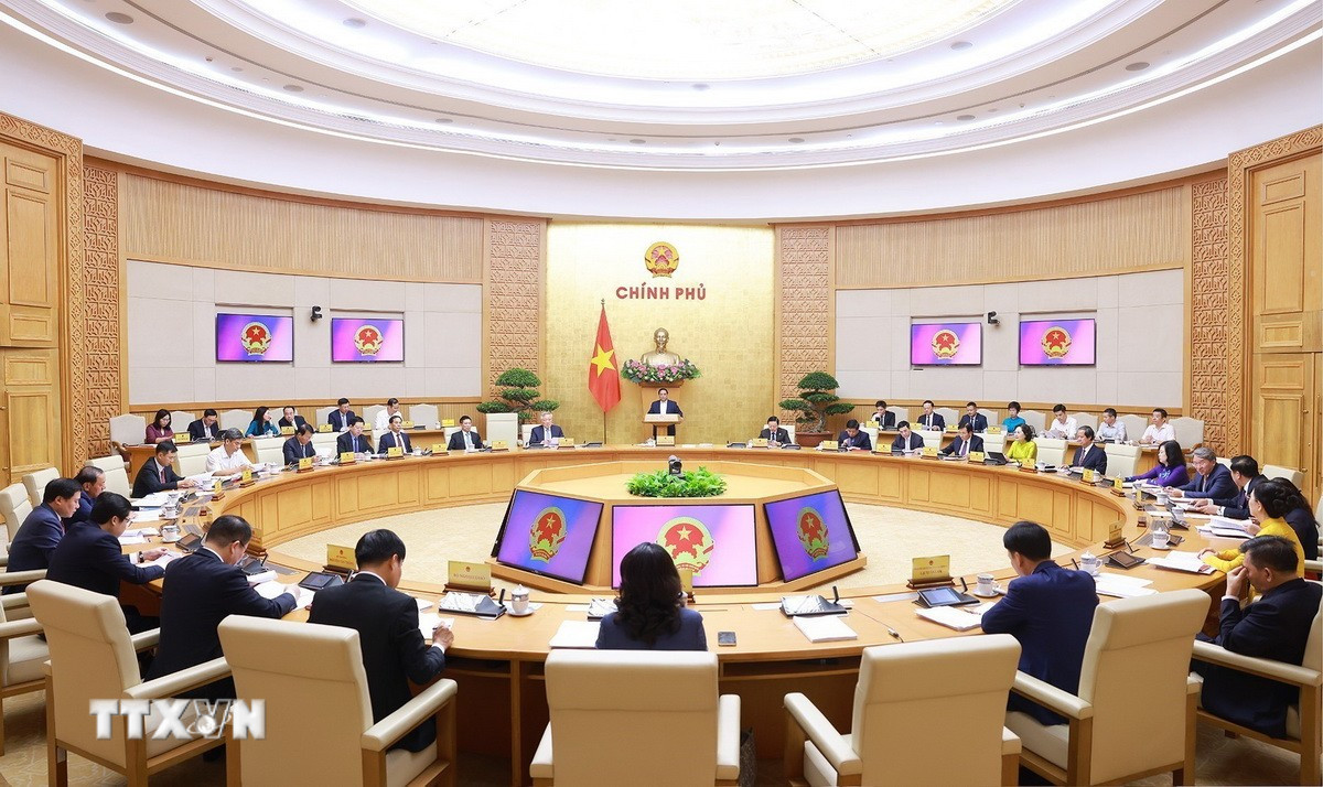 Phiên họp Chính phủ thường kỳ tháng 5 năm 2025. Ảnh: TTXVN