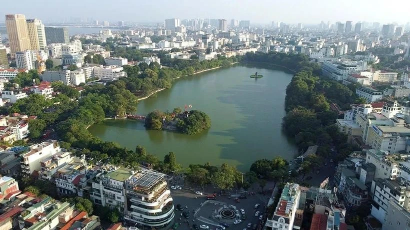 Hoan Kiem Lake, also known as the Lake of the Returned Sword, is a cultural landmark in Hanoi. Photo: VNA