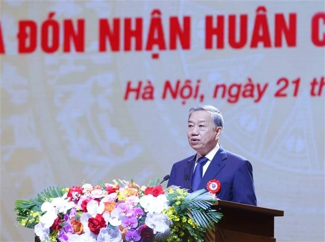 Party General Secretary To Lam speaks at the ceremony. Photo: VNA