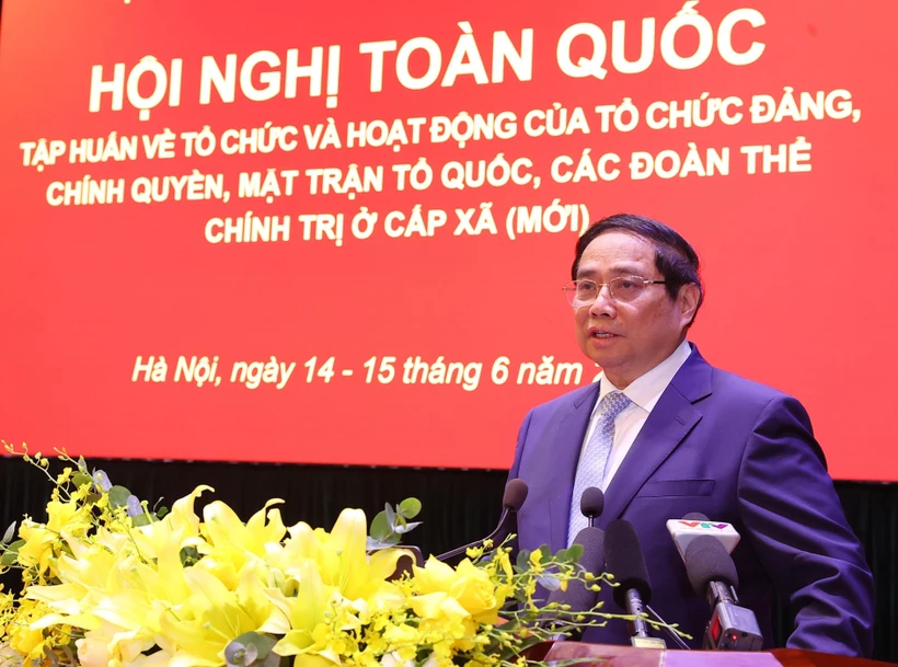 Prime Minister Pham Minh Chinh at the national training conference. Photo: VNA